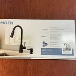 New Moen 87090BL Indi 1-HANDLE Pull-down Sprayer Kitchen Faucet Matte Black B172. Fixed Price $127.46.