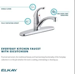 Elkay LK1000CR 3 Hole Deck Mount Kitchen Faucet W/ Handle Escutcheon Chrome Bnib. Fixed Price $35.00.