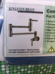 Kingston Brass KS8103DL Wall Mount Pot Filler Kitchen Faucet, Vintage Fnsh. Fixed Price $271.99.
