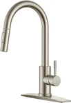 Modern Brushed Nickel Kitchen Faucet With Pull Down Sprayer & Deck Plate. Fixed Price $89.99.