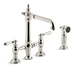 Kohler Artifacts K-76519-4-SN Widespread Bridge Kitchen Faucet Polished Nickel. Fixed Price $900.60.