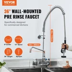 Wall-mounted Brass Kitchen Faucet, 36" Tall, Or Triple Sinks. Fixed Price $178.04.