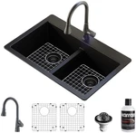 Karran Usa QT810KKF340 Quartz 33" Drop Double Basin - Black /. Fixed Price $749.95.