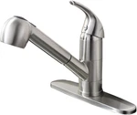 Kitchen Faucet With Pull Out Sprayer, Low Profile Stainless Steel Single Handle. Fixed Price $83.99.