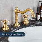 Widespread Bathroom Vanity Sink Faucet 3-HOLE Waterfall Mixer Tap Antique Brass. Fixed Price $42.00.