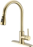 Trustmi Brushed Gold Single Handle Pull Down Kitchen Faucet With 10 Inch Deck. Fixed Price $29.77.