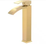 Bwe Waterfall Single Hole & Handle Bathroom Vessel Sink Faucet Brushed Gold. Fixed Price $50.00.