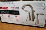 Brand New Delta Sandover Bathroom Sink Faucet 2-HANDLE Brushed Nickel Finish. Fixed Price $92.00.