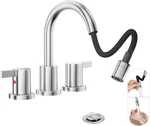 Pull Down Sprayer Brushed Nickel Widespread Bathroom Sink Faucet, 8 INCH2HANDLES. Fixed Price $67.48.