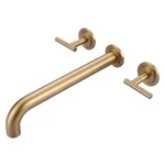 Wowow Wall Mount Tub Filler: Gold Faucet High Flow Two Handles Solid Bras.... Fixed Price $134.78.