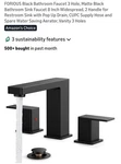 Forious Black Bathroom Faucet 3 Hole, Matte Sink 8 Inch Wi. Fixed Price $49.10.