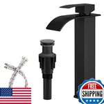 Bathfinesse Matte Black Waterfall Vessel Sink Faucet, Stainless Steel. Fixed Price $87.68.