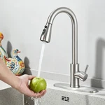 Kitchen Sink Faucet Brushed Nickel Single Handle Swivel Pull Down Sprayer Mixer. Fixed Price $21.59.
