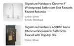 Signature Hardware Chrome 8" Widespread Bathroom Sink Faucets Rotunda. Fixed Price $150.37.