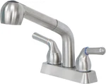 Dual Handle Pull Out Faucet, Stainless Steel Finish, 4 Inch Center Set,. Fixed Price $55.99.