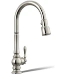 Kohler Artifacts K-99259-BN Pull Down Spray Kitchen Faucet Brushed Nickel New. Fixed Price $528.00.