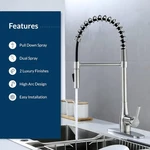 Bio Bidet Flow Kitchen Faucet With Pull Down Sprayer - Brushed Nickel. Fixed Price $46.90.