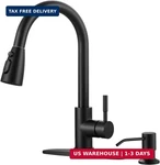 Wowow Black Kitchen Faucet With Soap Dispenser, Stainless Steel Sink. Fixed Price $87.74.