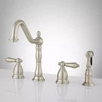 Signature Hardware 394336 Helena Kitchen Faucet W/ Side Spray - Brushed Nickel. Fixed Price $228.00.