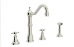 U.4776L-PN-2 Rohl Perrin & Rowe Edwardian 4-HOLE Kitchen Faucet With Sidespray. Fixed Price $1035.00.