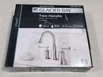 Glacier Bay Oswell 4 In. Centerset 2 Handle Bathroom Faucet, Brushed Nickel. Fixed Price $38.99.