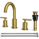 Forious 8 Inch Widespread Brushed Gold Bathroom Faucet 3 Hole, 2 Handle .... Fixed Price $150.51.