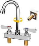 Commercial Bar Sink Faucet 4 Inch Center Deck Mount, 3-1/2" Gooseneck Swivel Spo. Fixed Price $78.32.
