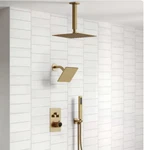 Everstein 7-SPRAY Thermostatic 12" & 6" Ceiling Mount Fixed Handheld Shower Gold. Fixed Price $237.50.