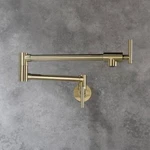 Tahanbath Wall Mounted Pot Filler 2-HANDLE 360 Degree Spout Swivel Brushed Gold. Fixed Price $99.99.
