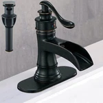 Oil Rubbed Bronze Waterfall Bathroom Sink Faucet Single Handle Mixer Tap W/drain. Fixed Price $42.99.
