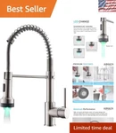 Elegant Led-enhanced Kitchen Faucet: Brushed Nickel With Dual Function Sprayer. Fixed Price $156.59.