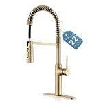Kitchen Sink 22 Inch Single Handle Pull Down Sprayer Brushed Gold Faucets. Fixed Price $209.99.