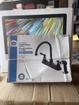 Project Source Gatebridge Oilrubbed Bronze Double Handle High-arc Kitchen Faucet. Fixed Price $49.00.