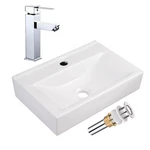 Aquaterior Wall Mount Ceramic Sink W/ One Hole Bathroom Faucet Single Handle Chr. Fixed Price $129.90.