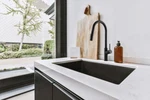 Houzer Stainless Steel Single Hole Kitchen Sink Faucet With Pull Down Sprayer. Fixed Price $263.41.