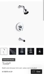 Kohler K-T8975-4-CP Toobi Shower Trim Set Polished Chrome- Discontinued/new. Fixed Price $300.00.