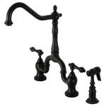 Kingston Brass KS7750ALBS English Country Bridge Kitchen Faucet, Matte Black .... Fixed Price $308.74.
