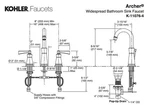 Kohler Archer K11076-4-CP Lavatory Faucet Set, New, Open Box. Fixed Price $132.00.