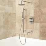 Signature Hardware Kennedy Thermostatic Shower System, Brushed Nickel. Fixed Price $599.95.