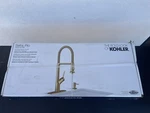 Kohler Setra Pro Kitchen Faucet ,vibrant Brushed Modern Brass Finish R29343-SD. Fixed Price $248.99.