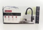 Delta Marca Pull-down Sprayer Kitchen Faucet With Shield Spray, Matte Black. Fixed Price $136.00.