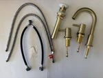 Kibi Widespread Bathroom Faucet Brushed Gold 3-HOLE Sink Tap Drain New. Fixed Price $94.99.