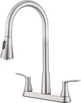 Homelody 2 Handles Kitchen Faucet With Pull Down Sprayer For 3 Brushed Nickel. Fixed Price $126.54.