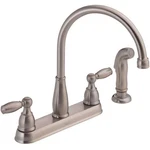 Delta Foundations 21988LF-SS 2-HANDLE Standard Kitchen Faucet W/side Sprayer. Fixed Price $63.20.