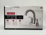 Delta Portwood 4 In. Centerset 2-HANDLE Bathroom Faucet Chrome. Fixed Price $58.49.