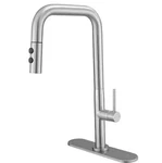Bwe Pull-down Sprayer Kitchen Faucet 1SPRAY High Arc W/deck Plate Brushed Nickel. Fixed Price $43.35.